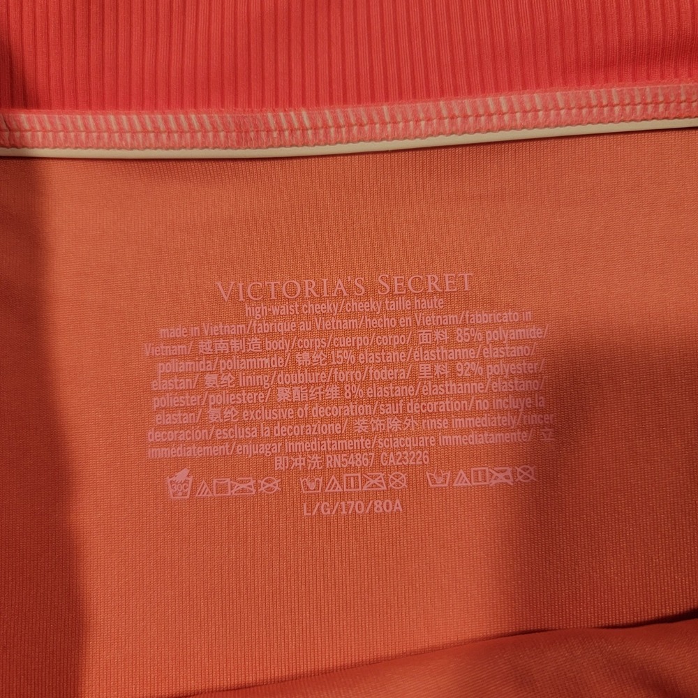 Victoria's Secret Pink Swim V Crossover High Waist Cheeky Bikini Sz Large Coral - Picture 6 of 9